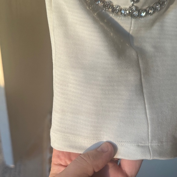 AREA White Crop Top with Silver Embellishments - Picture 6 of 12